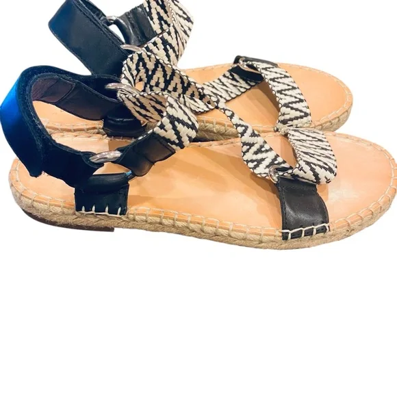 Frye & Co Kole White Black Canvas/Leather Espadrilles sz 9 - Picture 4 of 7